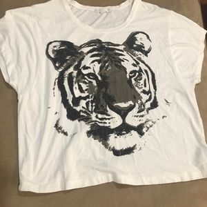 White Flowy Top With Tiger Graphic